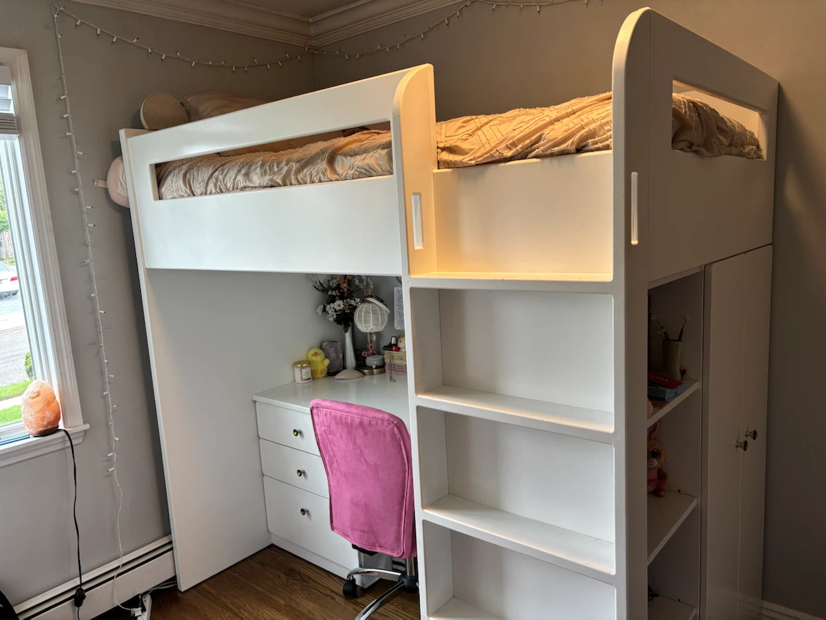 Custom built solid wood loft bed with storage - photo 2