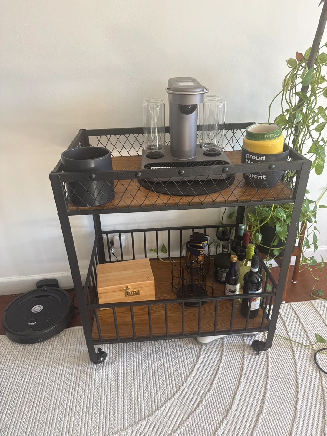 2-Tier Bar Cart with Wood Shelves - photo 3