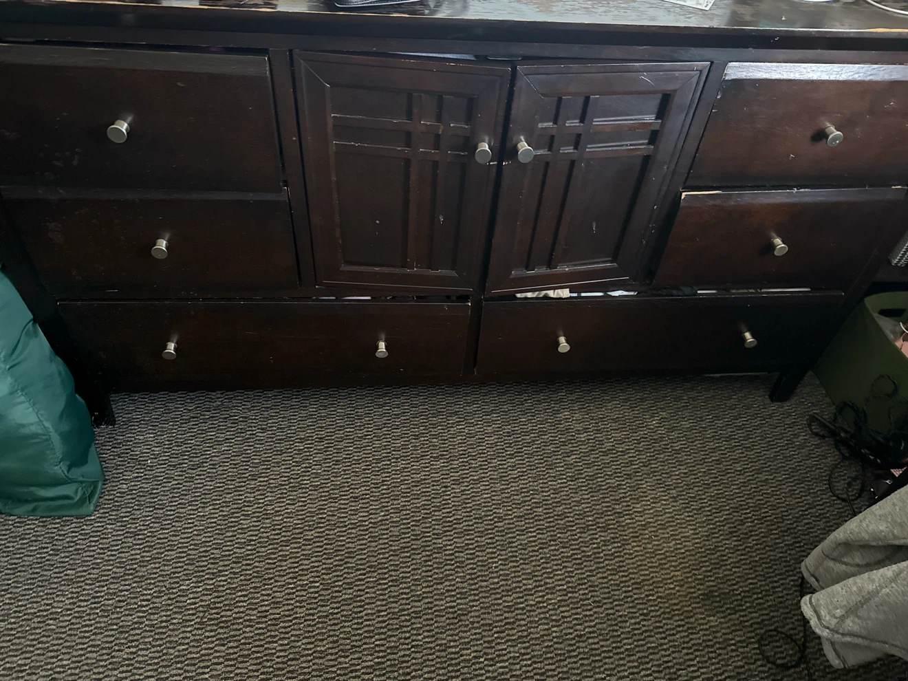 Dark Wood Dresser with Cabinets
