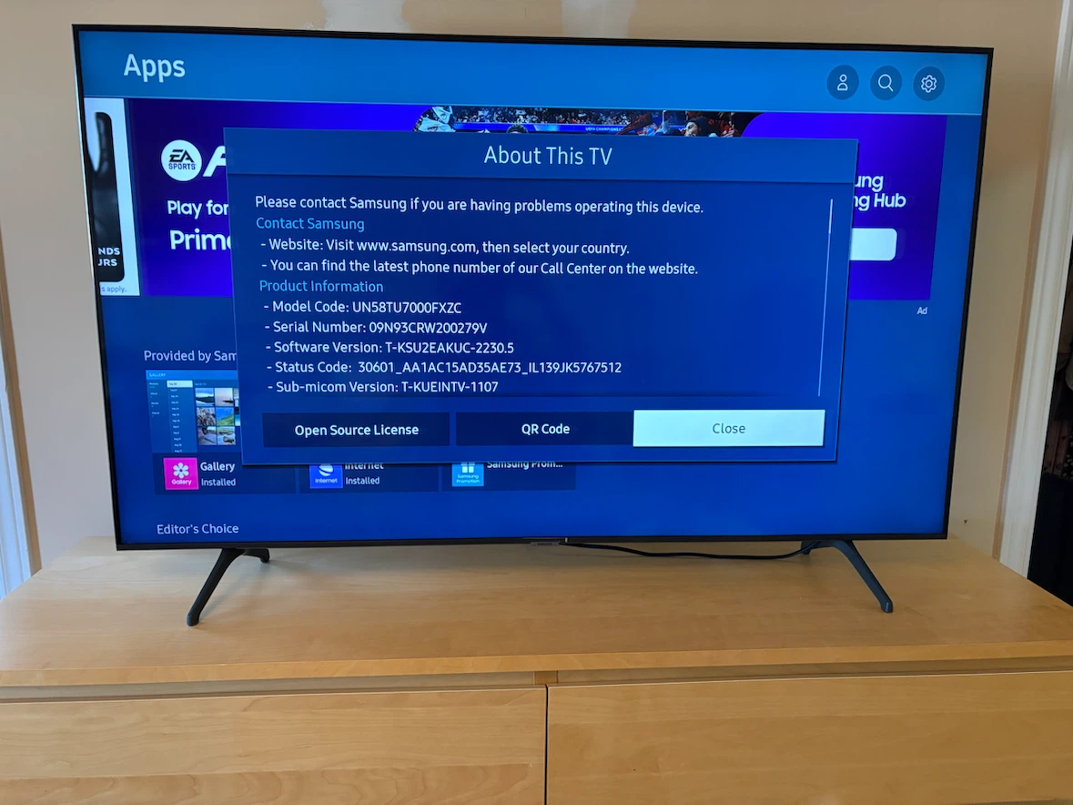 Samsung UN58TU7000FXZC 58" 4K UHD Smart TV