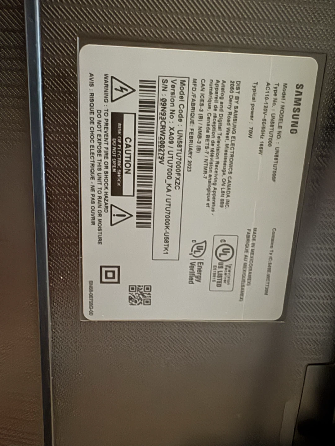Samsung UN58TU7000FXZC 58" 4K UHD Smart TV - photo 2