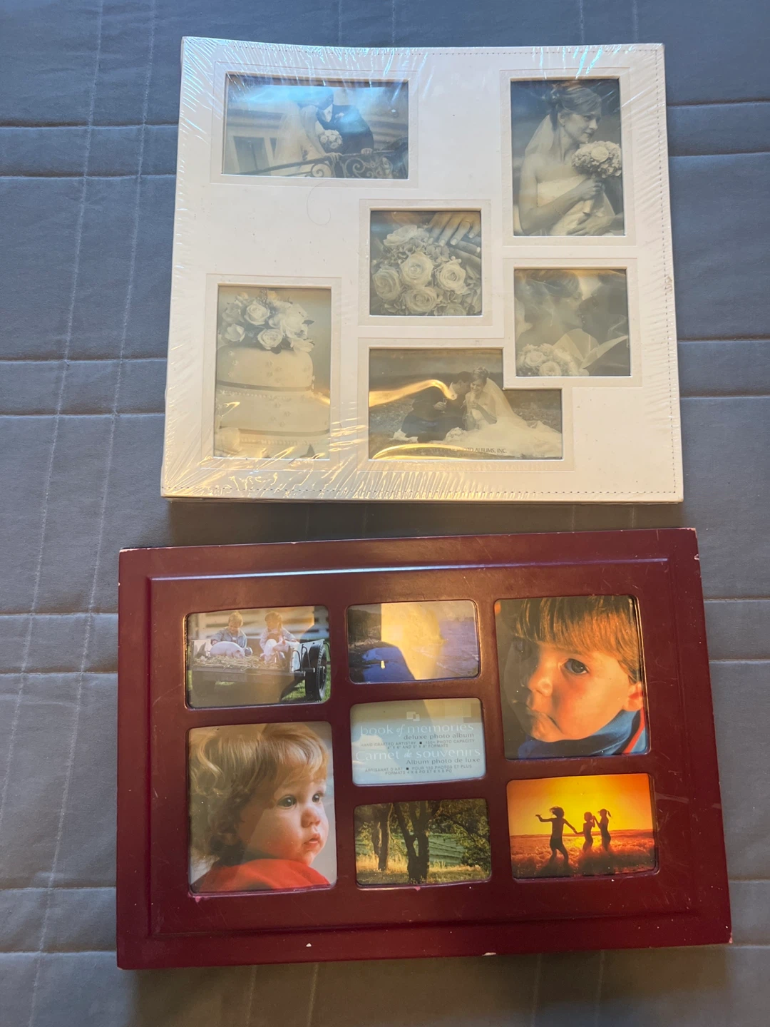 White Wedding Photo Album & Burgundy "Book of Memories" Album