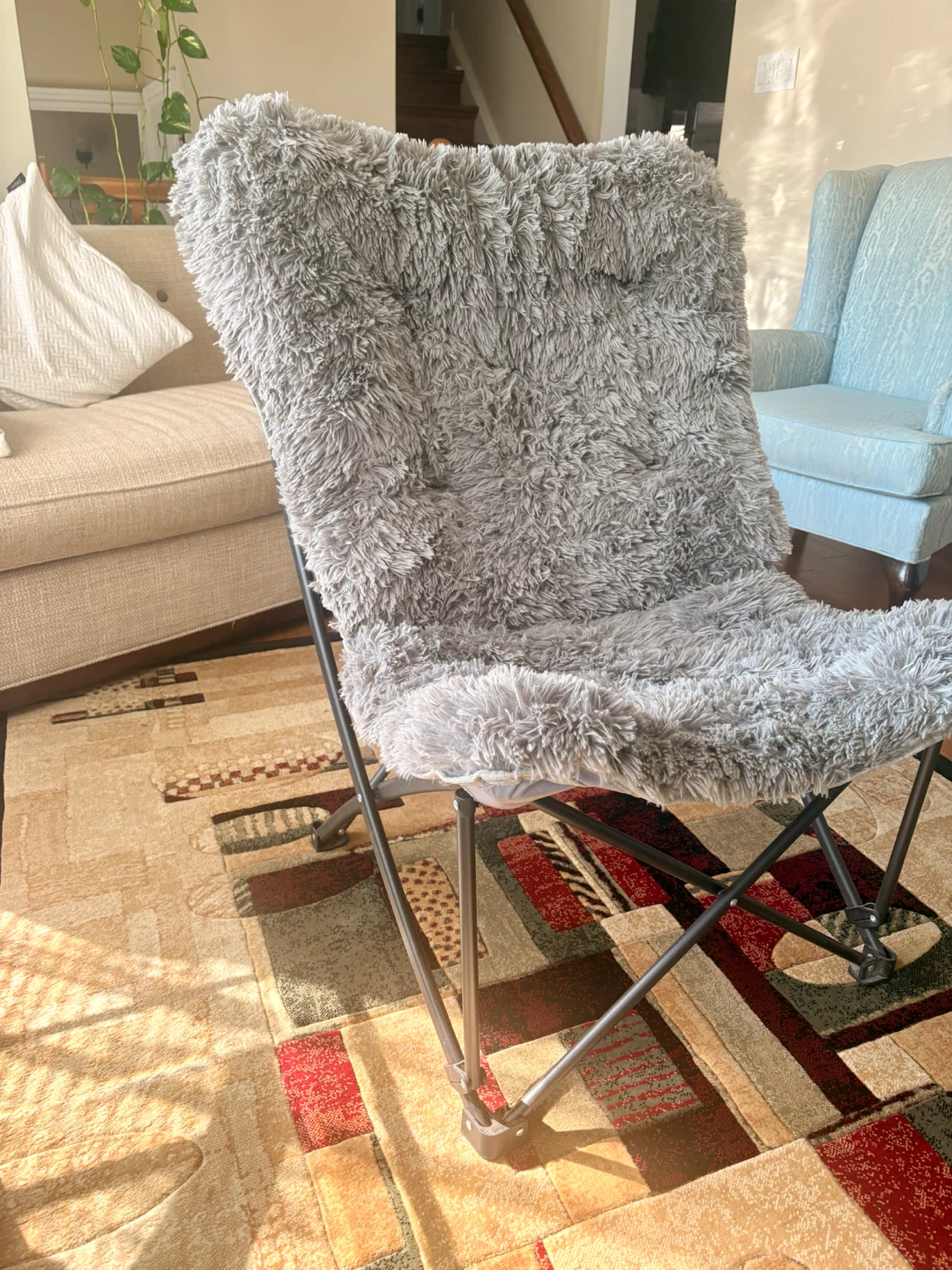 Fluffy Grey Butterfly Chair - photo 2