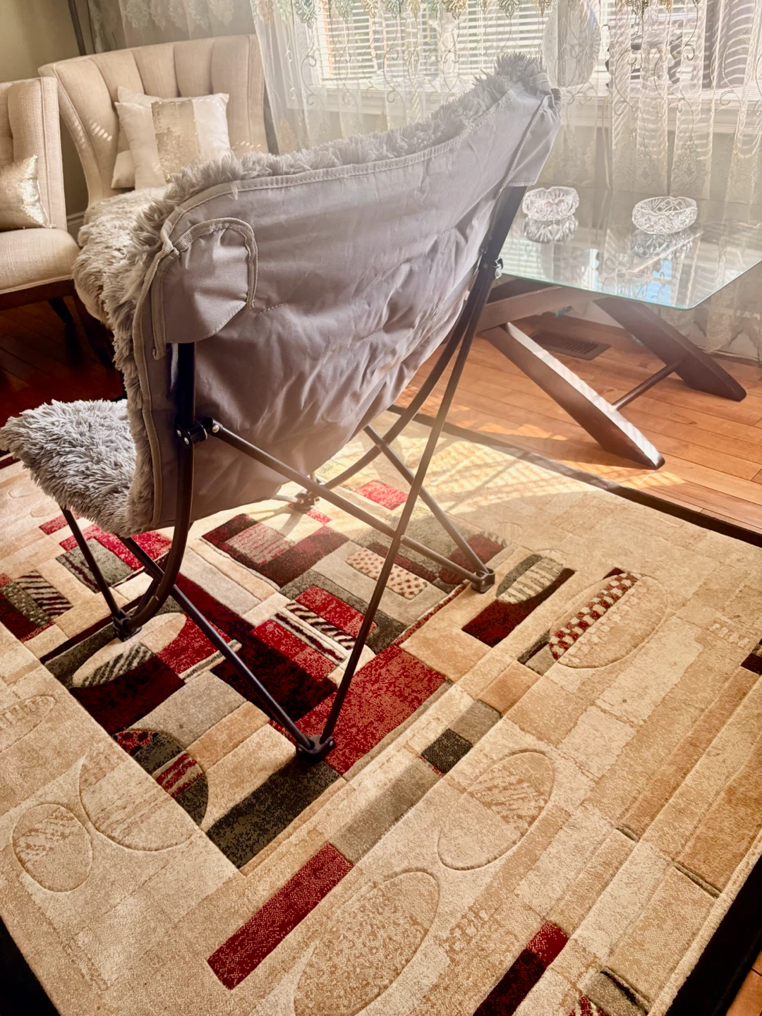 Fluffy Grey Butterfly Chair - photo 3