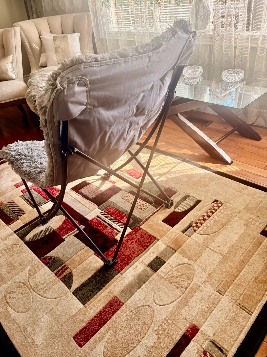 Fluffy Grey Butterfly Chair - photo 3
