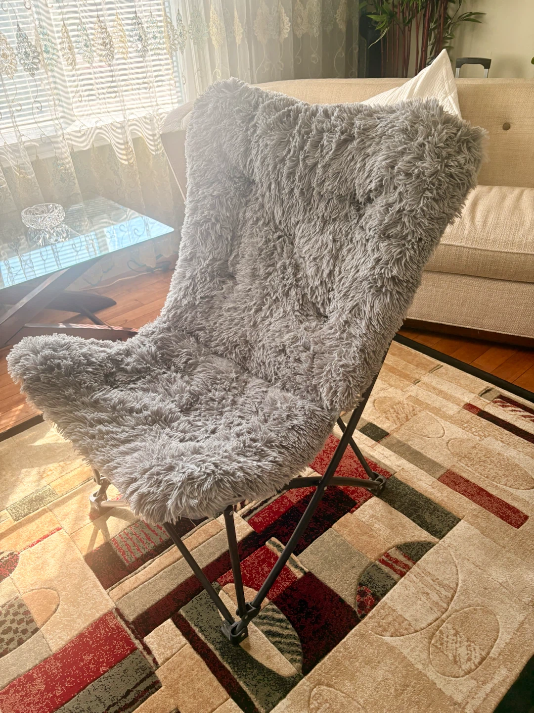Fluffy Grey Butterfly Chair - photo 4