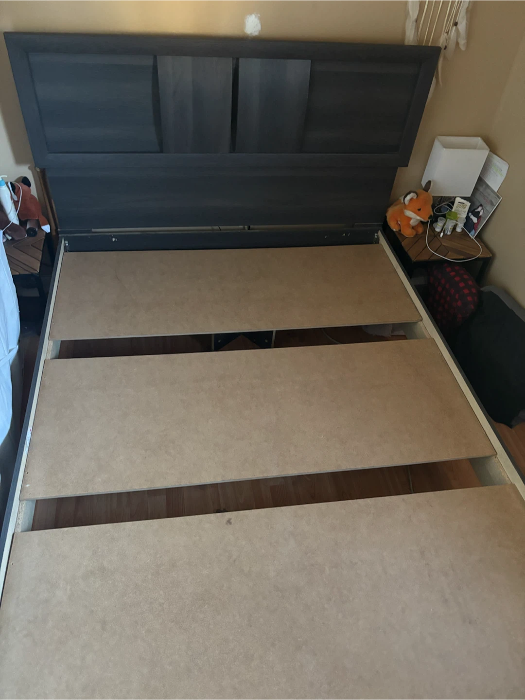 Dark Grey Queen Bed Frame with Headboard