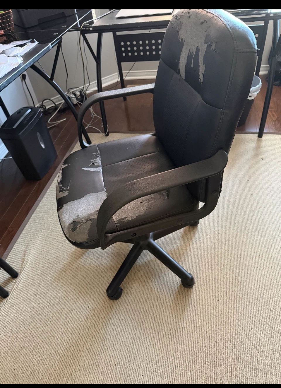 Black Office Chair - Worn Upholstery