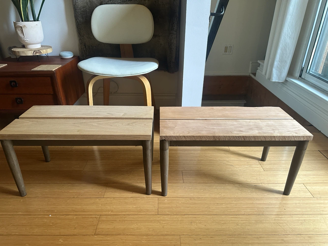 SMALL RECLAIMED HARD WOOD SIDE COFFEE PLANT STAND ACCENT TABLES - photo 4