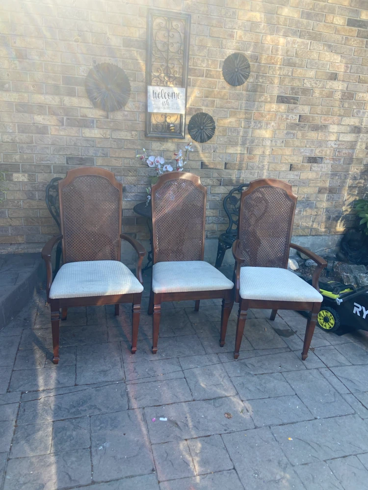 3 Cane Back Dining Chairs
