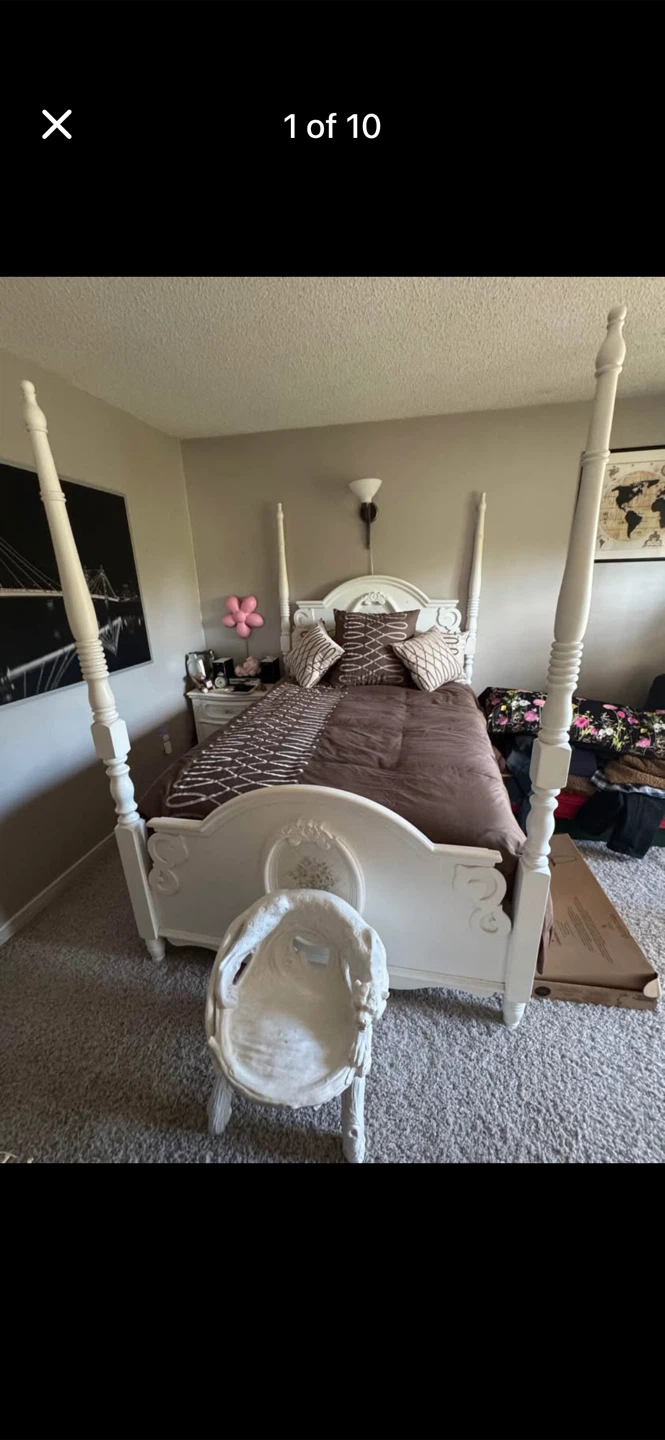 White Bedroom Set - Dresser, Nightstand, and Bed Frame