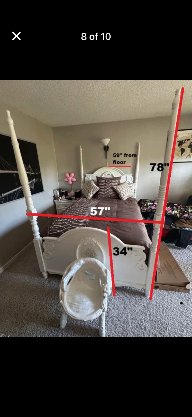 White Bedroom Set - Dresser, Nightstand, and Bed Frame - photo 2