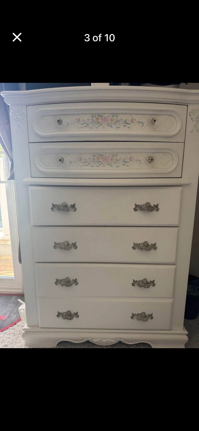 White Bedroom Set - Dresser, Nightstand, and Bed Frame - photo 3