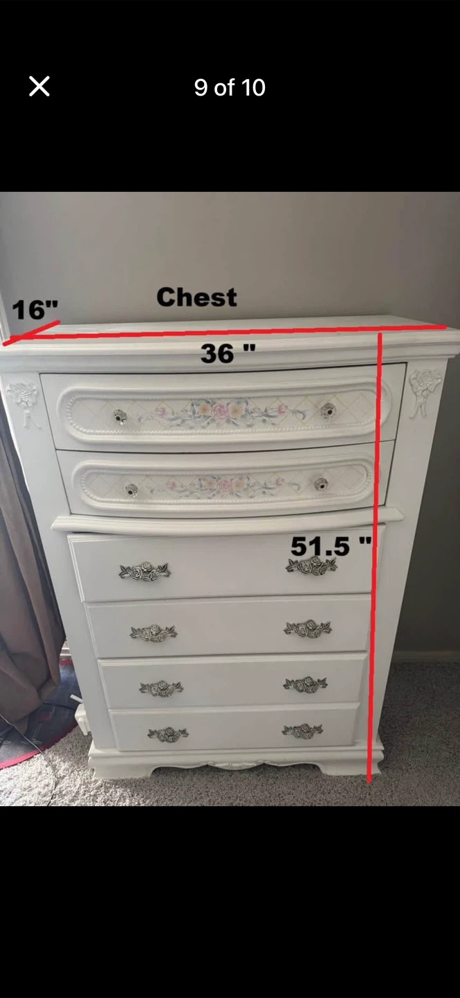 White Bedroom Set - Dresser, Nightstand, and Bed Frame - photo 4