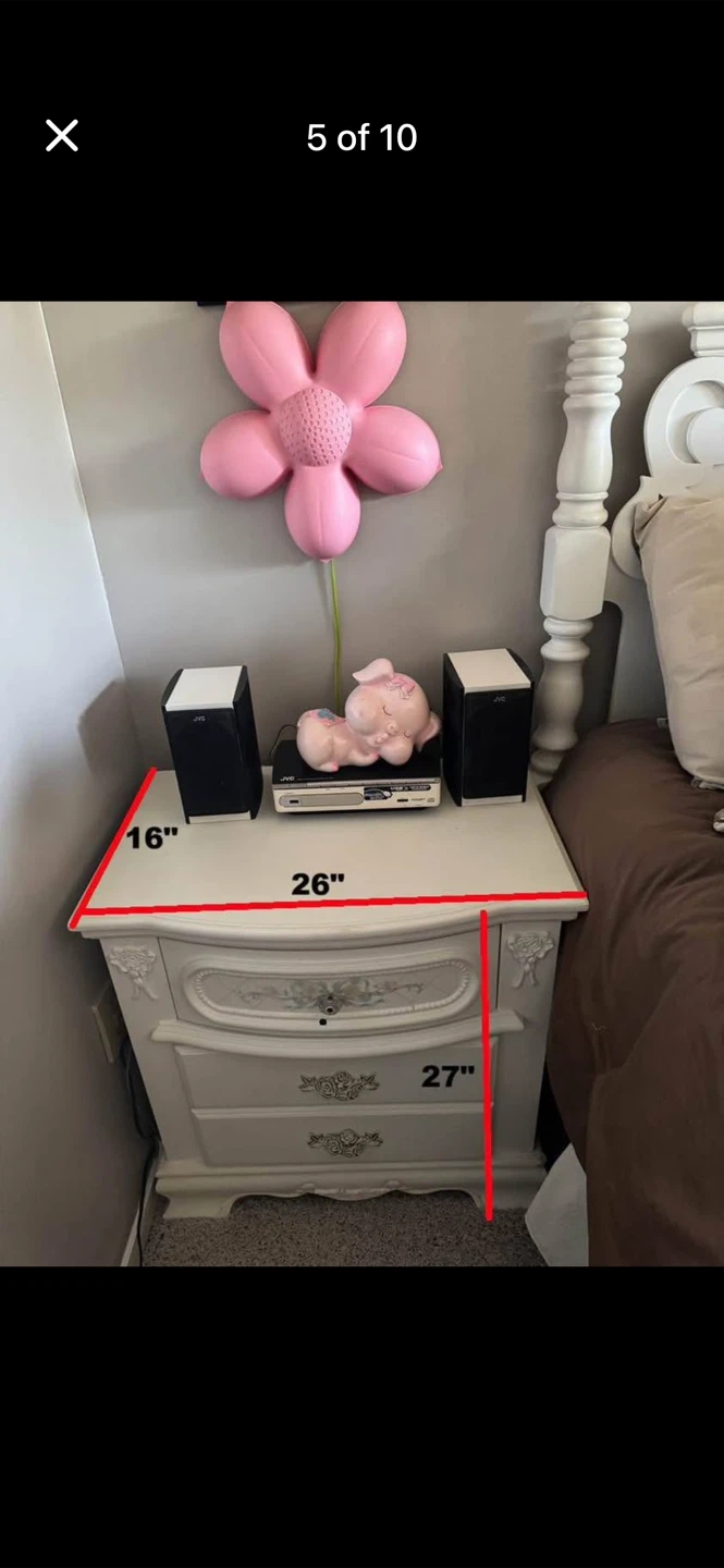 White Bedroom Set - Dresser, Nightstand, and Bed Frame - photo 5
