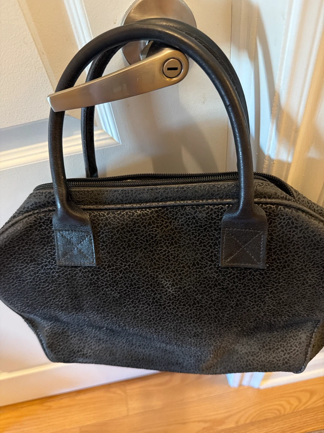 Black Textured Satchel Handbag - photo 2