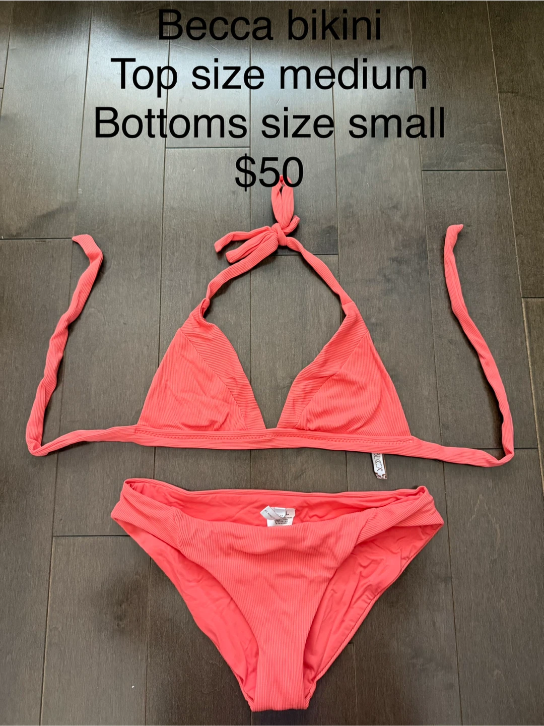 Becca Ribbed Bikini - Coral