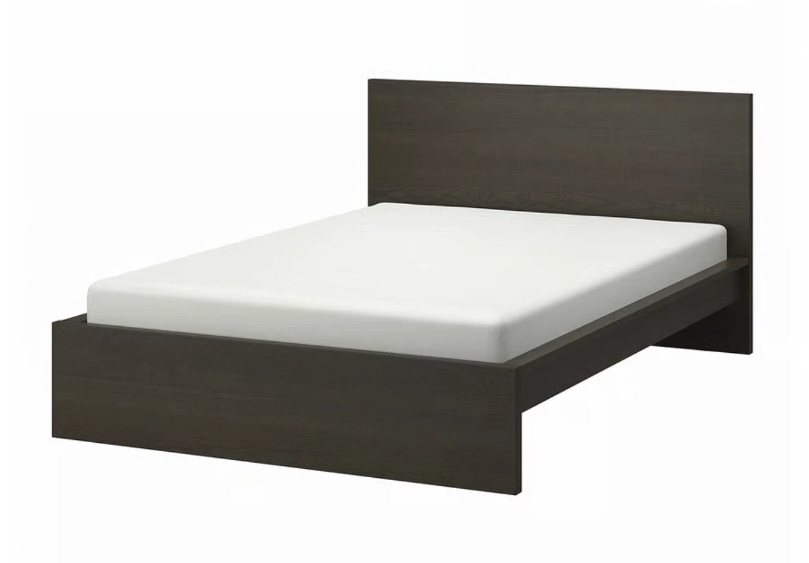 Full size Dark Wood Platform Bed Frame with 2 drawers