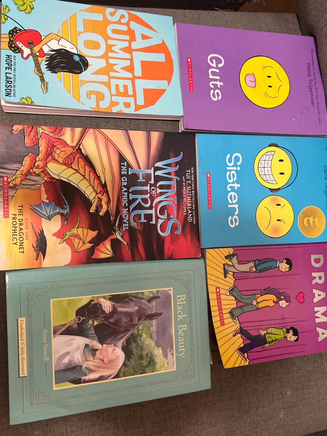 Scholastic Graphic Novels - Guts, Sisters, Drama, Wings of Fire