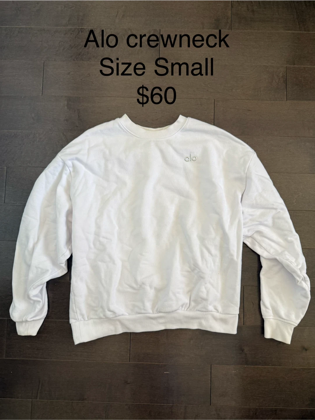 Alo Crewneck Sweatshirt - White - Size Small