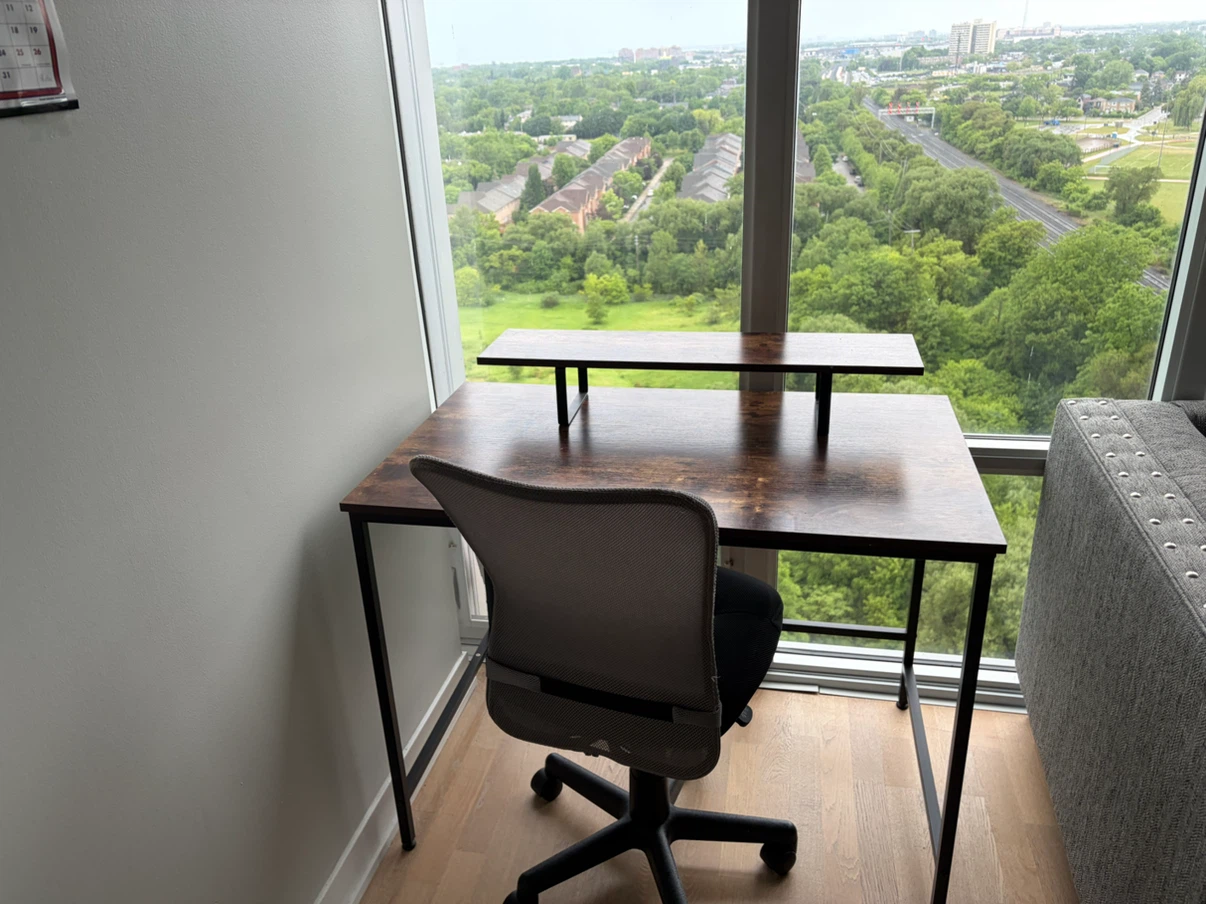 Office Desk with Monitor Stand and Swivel Chair