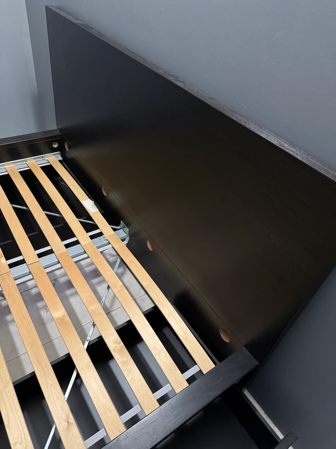 Black Queen Platform Bed Frame with Drawers - photo 4