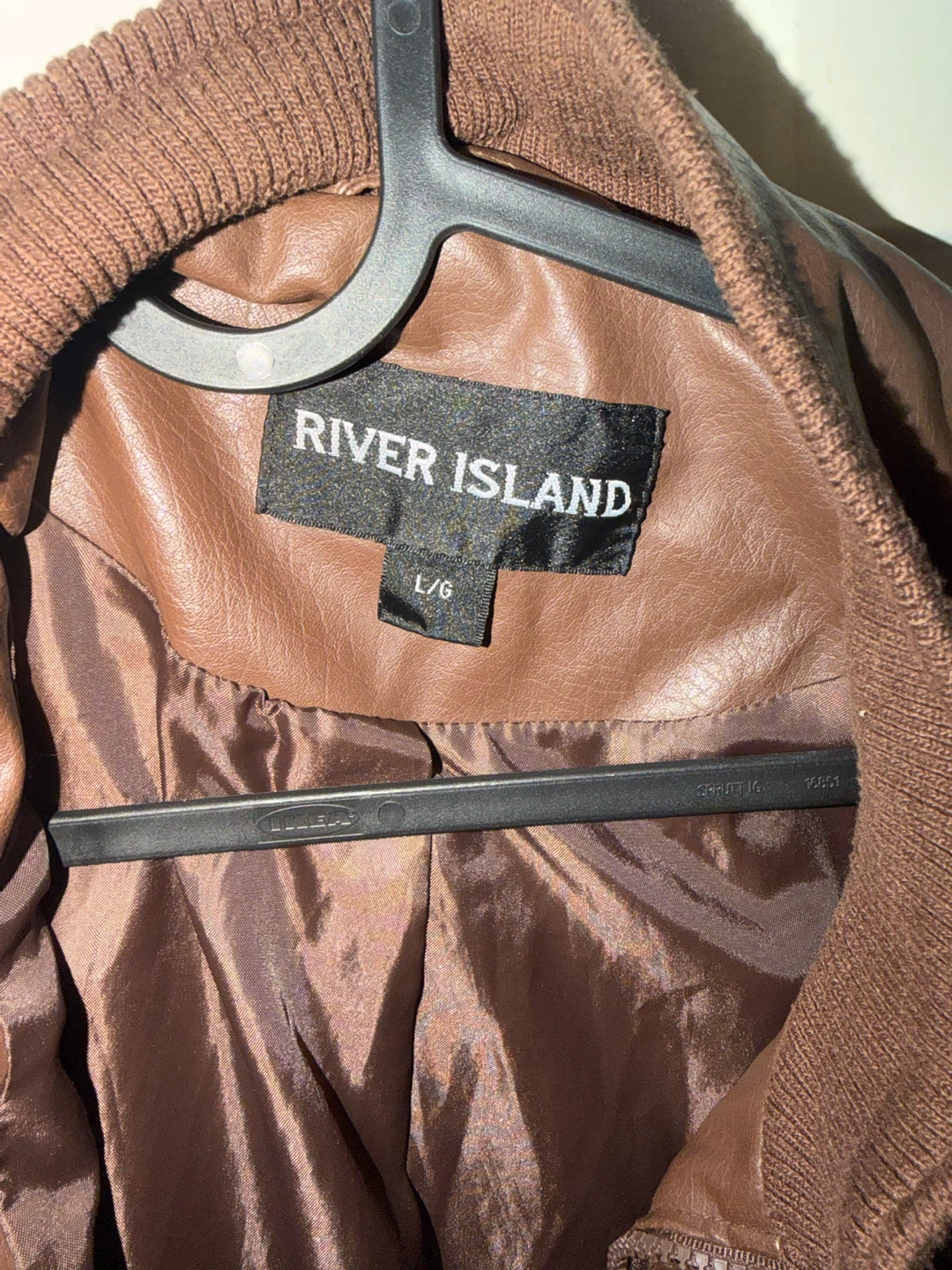 Brown River Island Faux Leather Bomber Jacket - photo 2