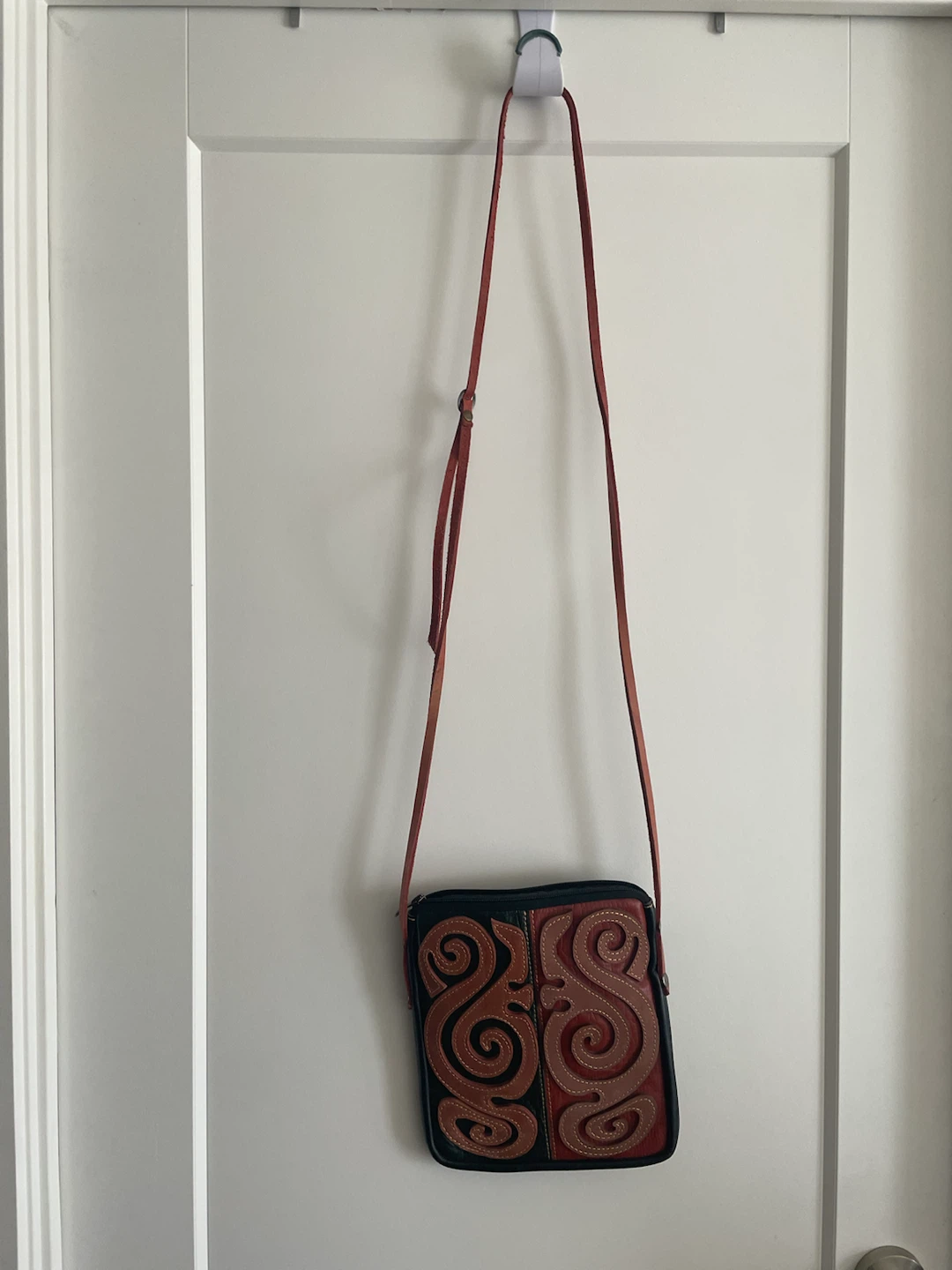 Black and Red Shoulder Bag with Decorative Appliqué - photo 2