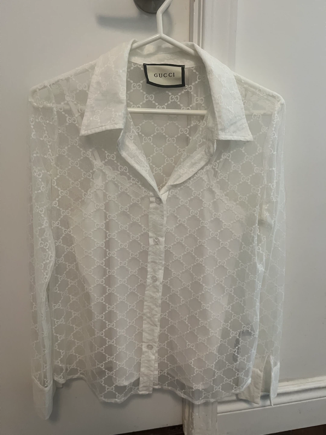 White GG Lace Shirt with cami