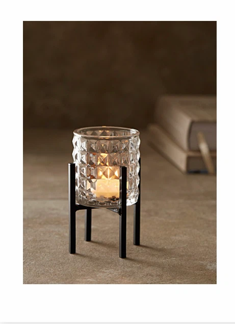 6 Simon’s maison Glass Votive Candle Holder on Metal Stand