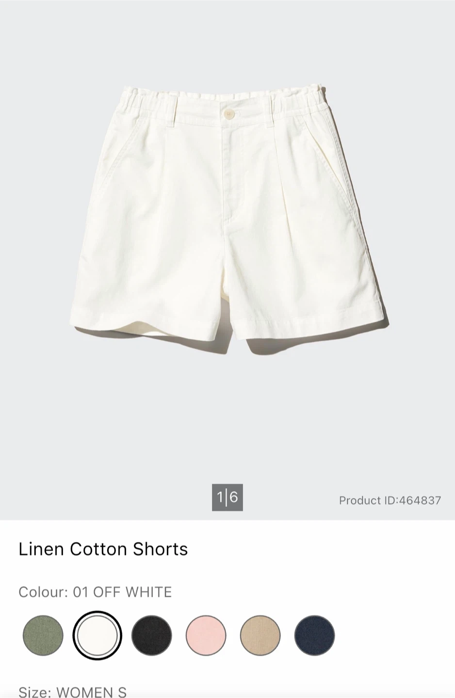 UNIQLO Linen Cotton Shorts - Off White - Size S/P