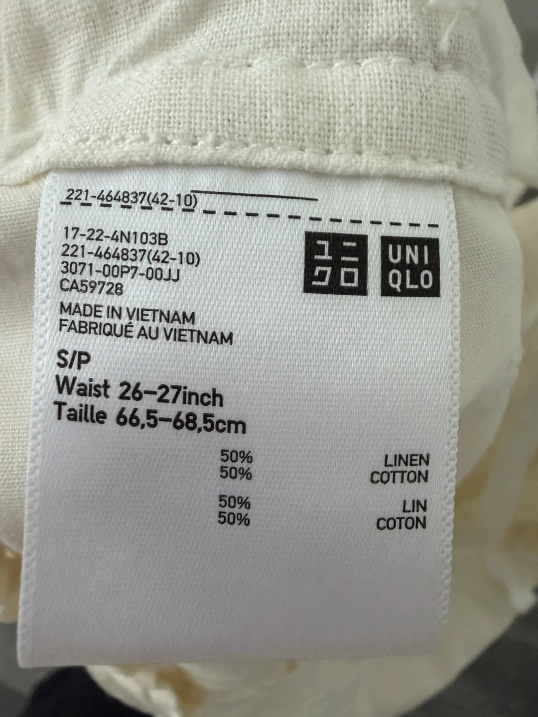 UNIQLO Linen Cotton Shorts - Off White - Size S/P - photo 2