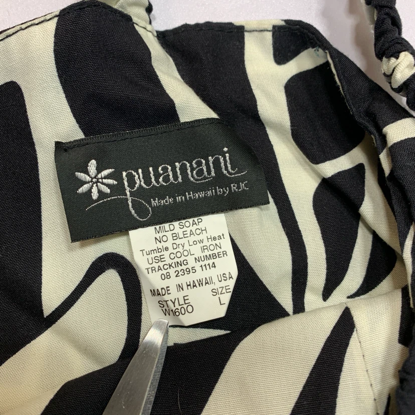 Puanani Women's Dress - Black & White Floral Print, Size L - photo 3
