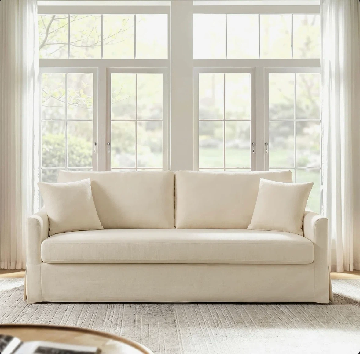 Wimberly 80” Farmhouse Upholstered Slipcovered Sofa