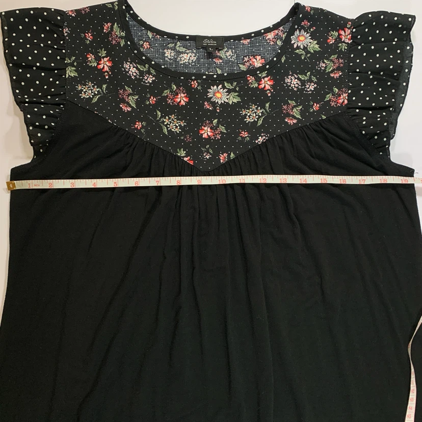 Black floral and polka dot blouse - photo 4