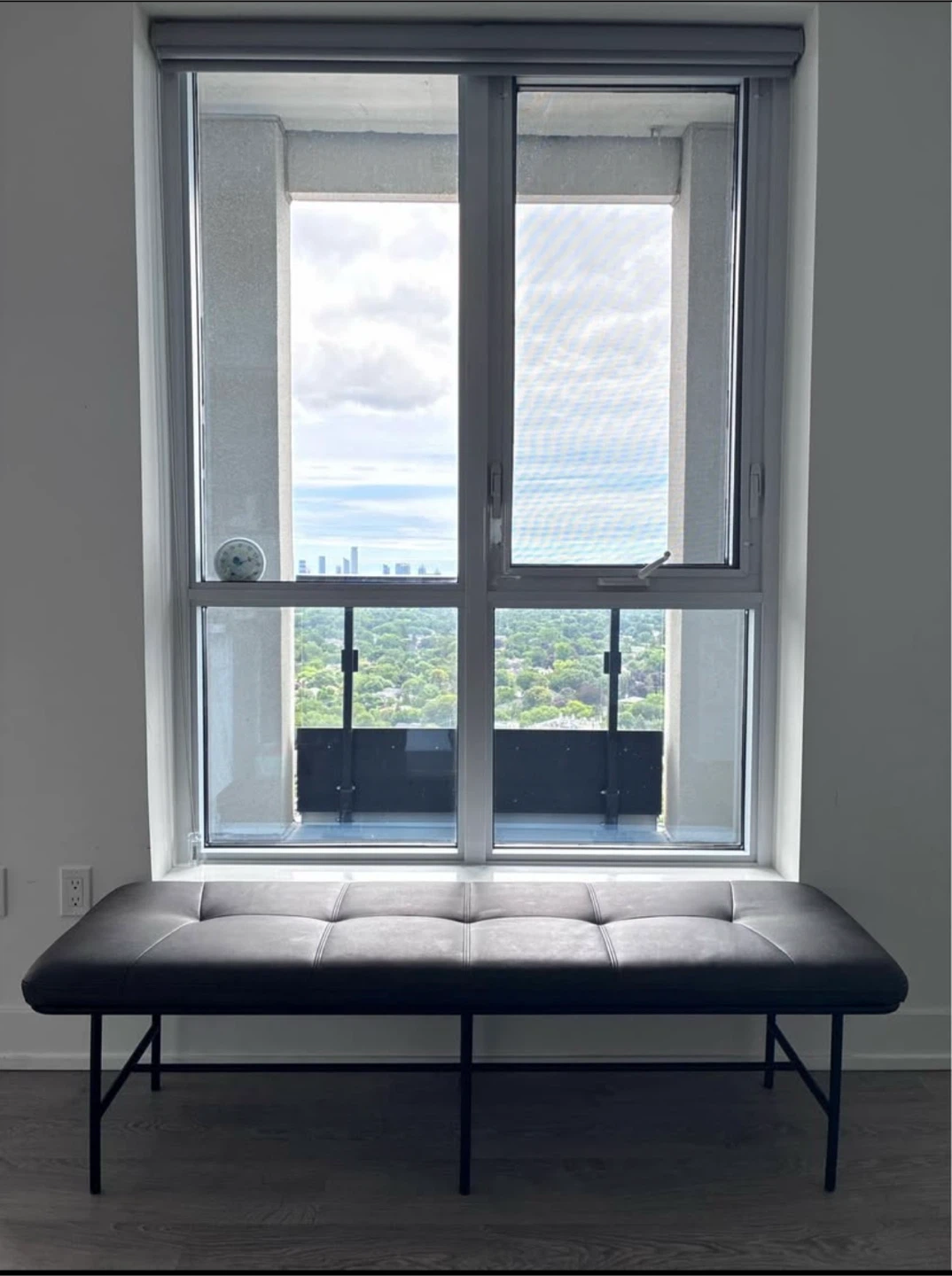 Dark Gray Tufted Upholstered Bench