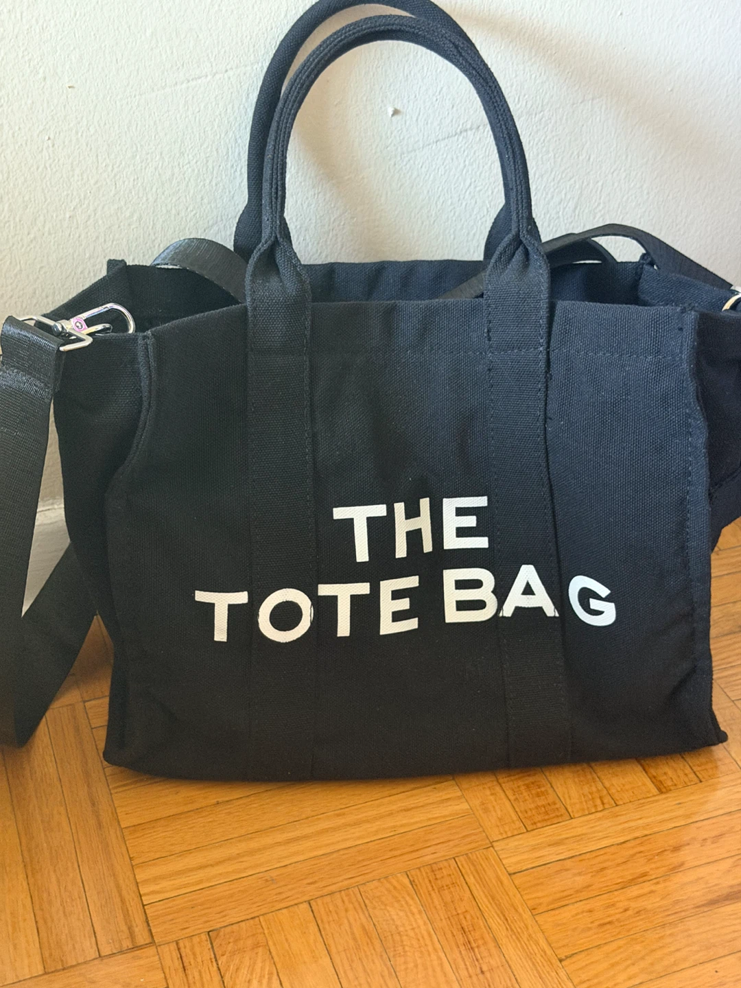 Black Canvas Tote Bag with "The Tote Bag" Print - photo 3