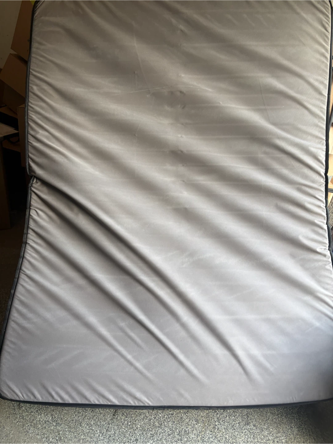 Grey Mattress and bed frame queen