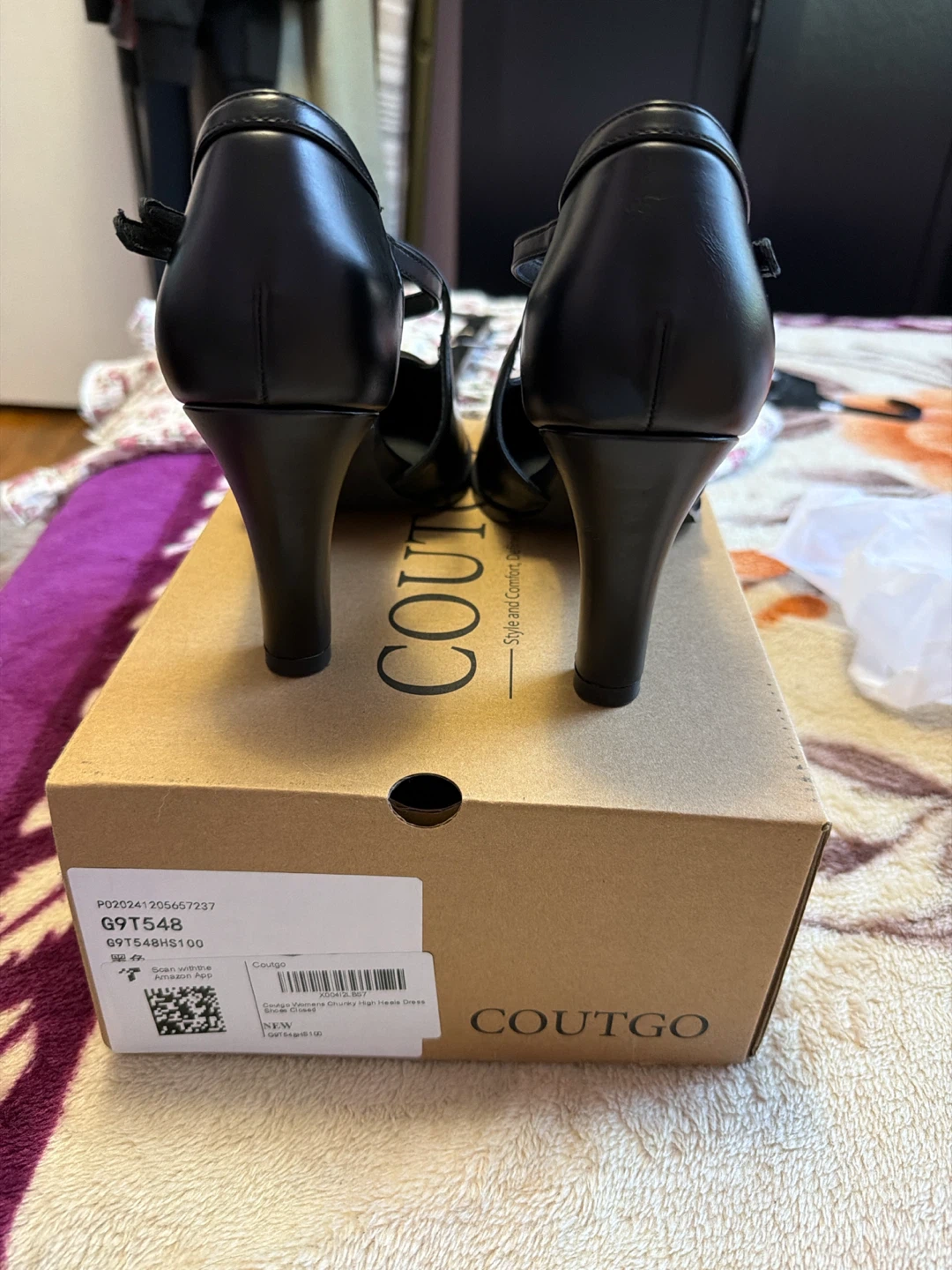 Coutgo Black Strappy Heels - Size 10 - photo 3