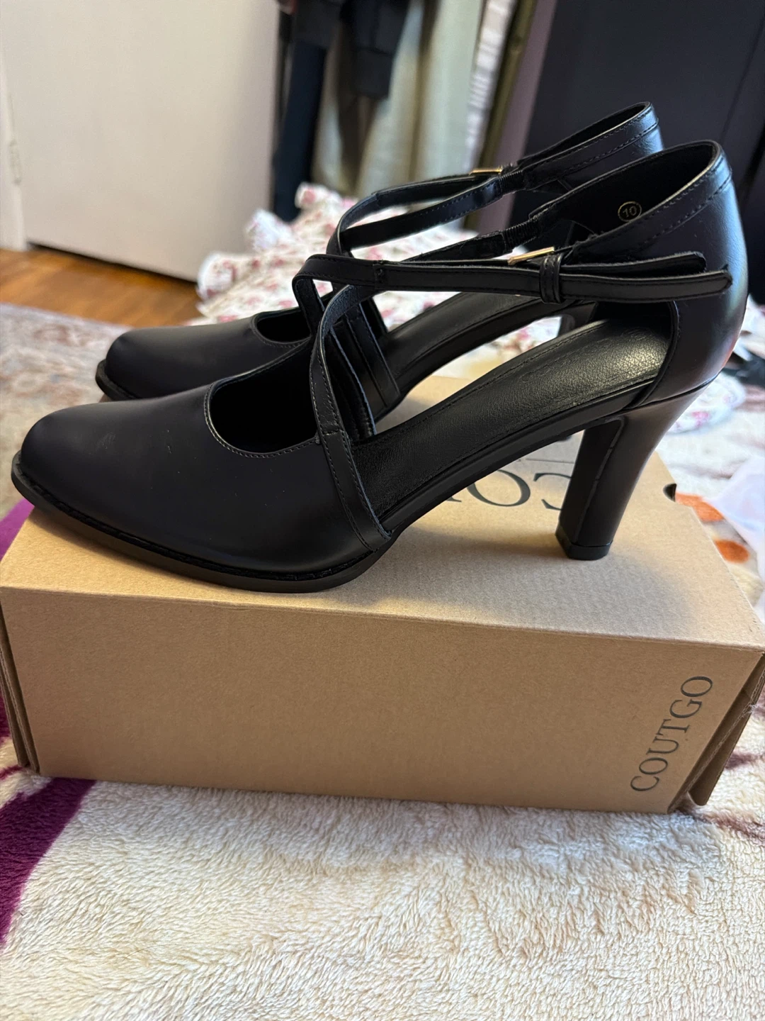 Coutgo Black Strappy Heels - Size 10 - photo 4
