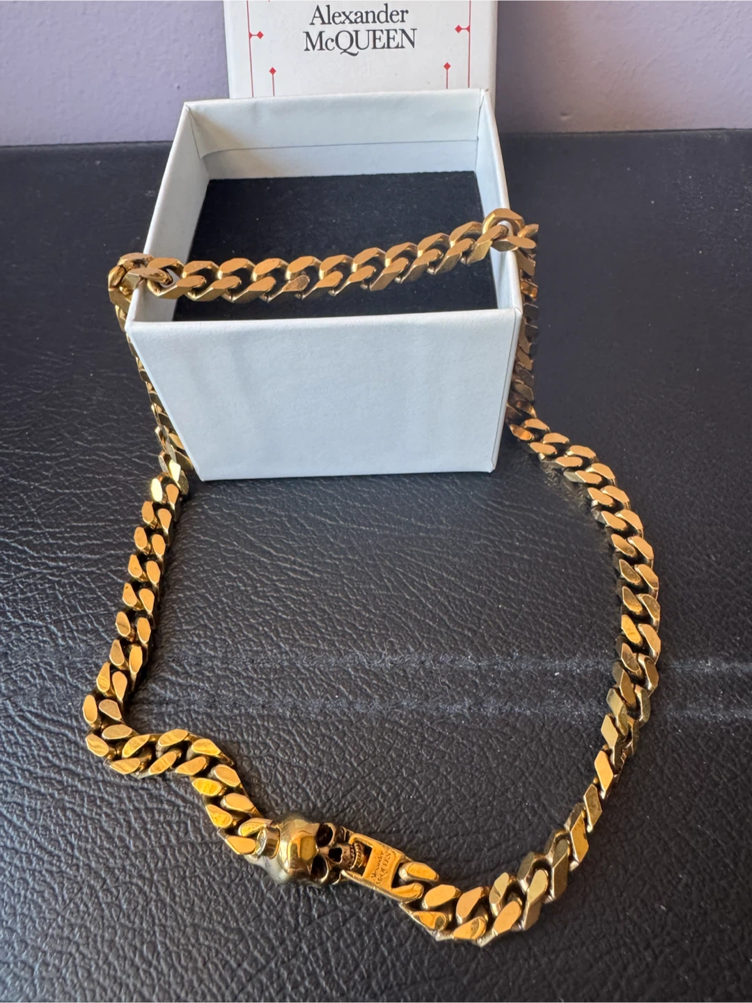Alexander McQueen Gold Tone Chain Necklace