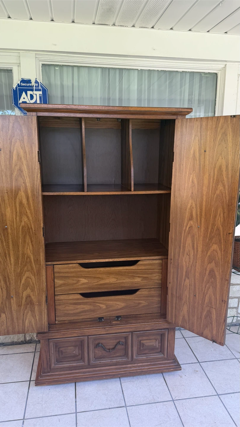 Vintage Wood Armoire with Drawers - photo 2