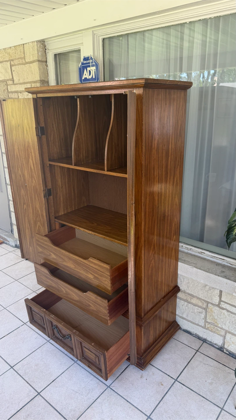 Vintage Wood Armoire with Drawers - photo 3