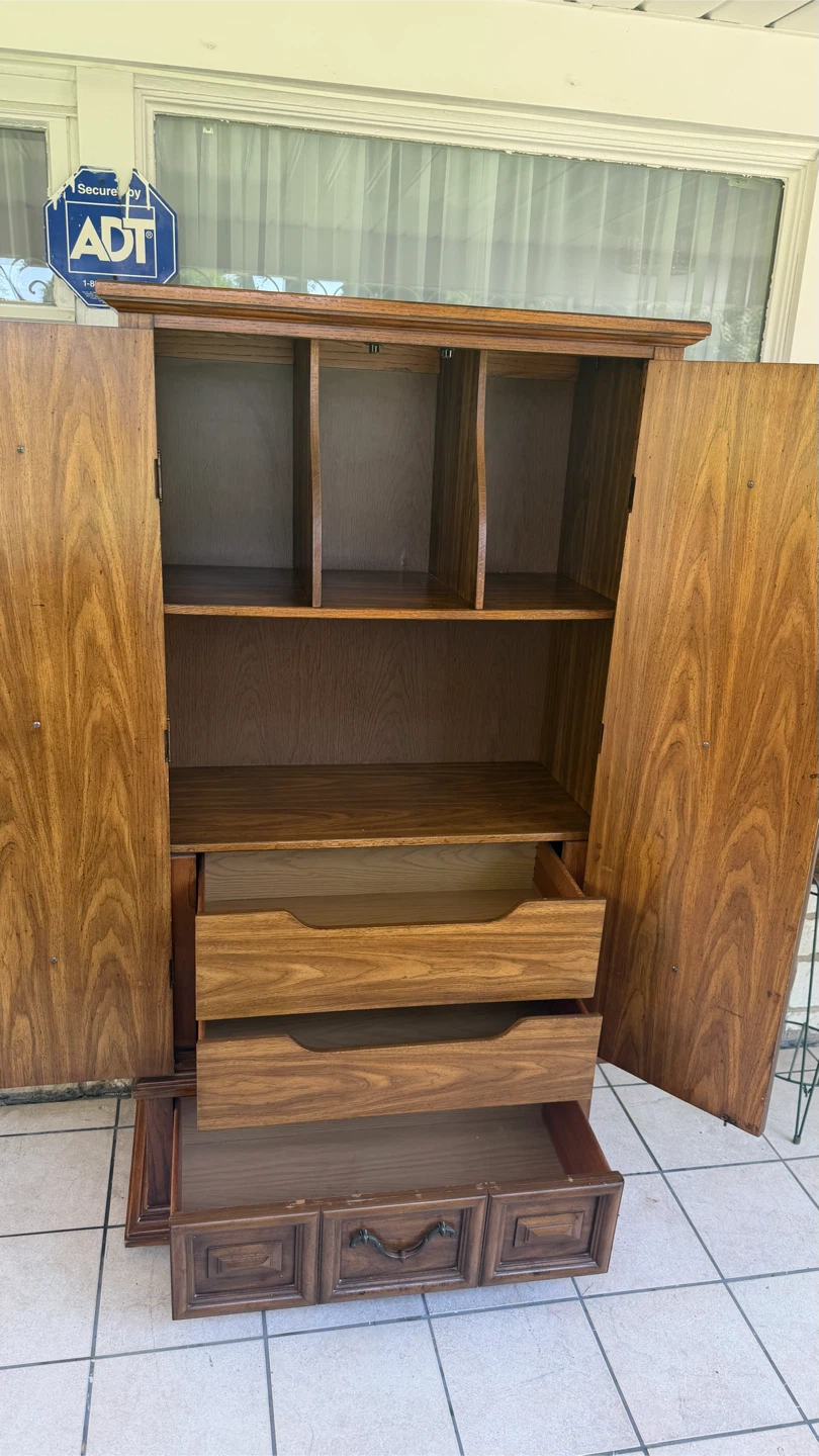 Vintage Wood Armoire with Drawers - photo 5