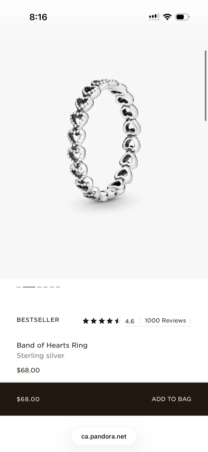Pandora Band of Hearts Ring Sterling Silver