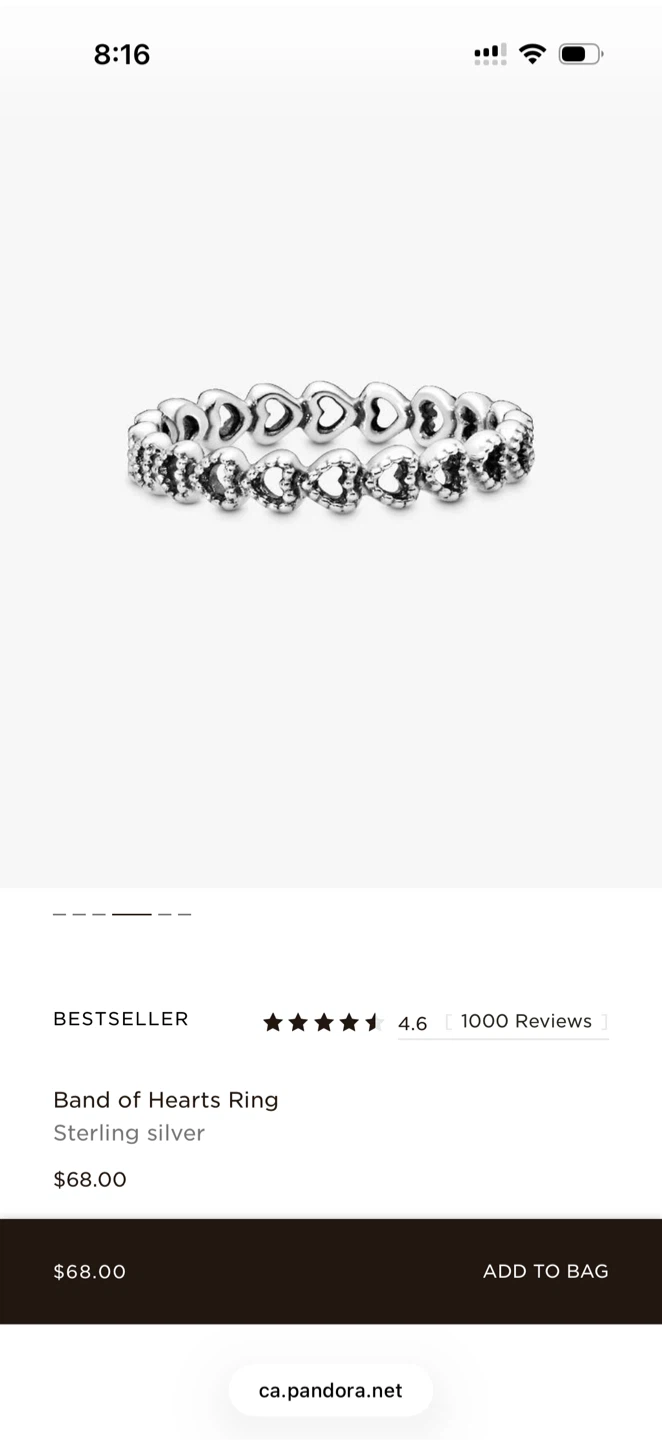 Pandora Band of Hearts Ring Sterling Silver - photo 5