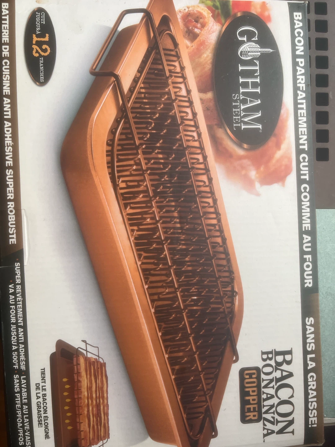 Brand new in box copper bacon pan