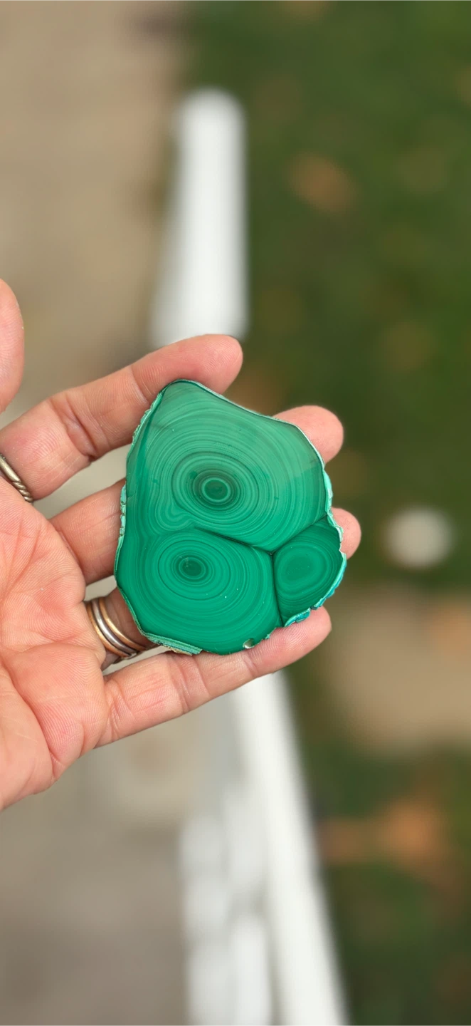 Polished Malachite Slice and Tumbled Stone - photo 3