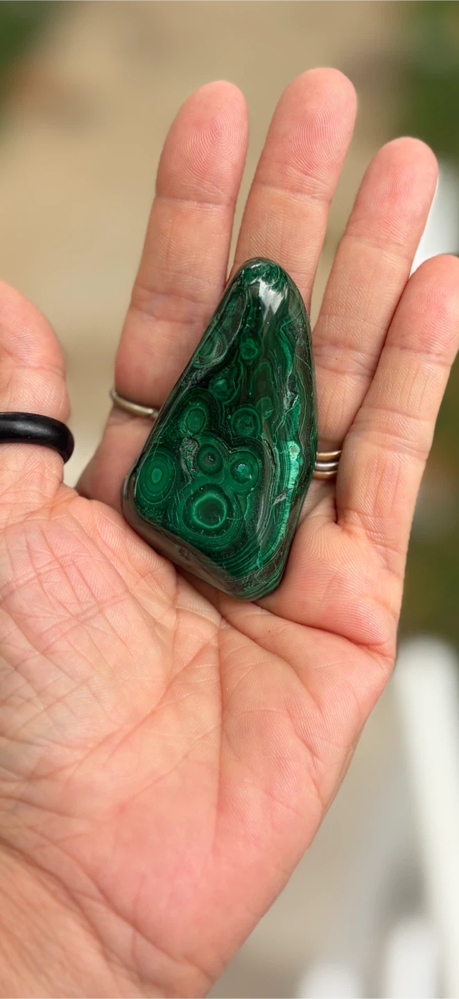 Polished Malachite Slice and Tumbled Stone - photo 4