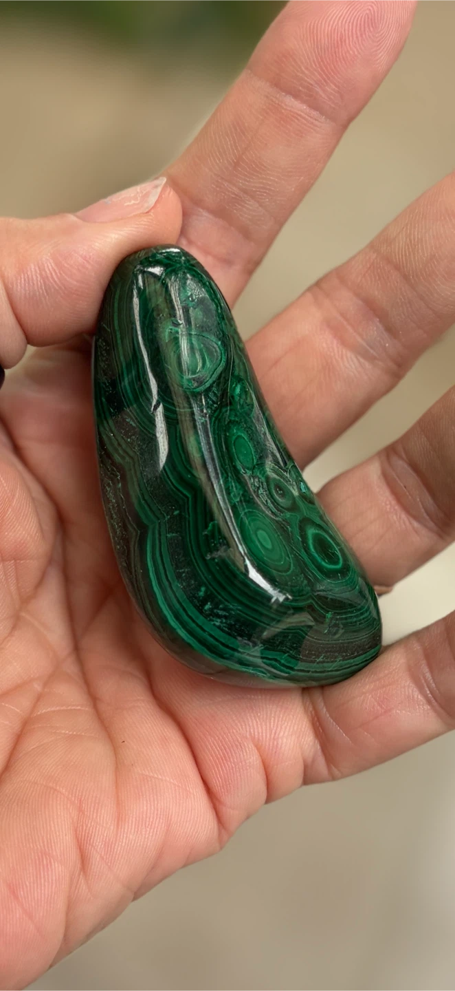 Polished Malachite Slice and Tumbled Stone - photo 5
